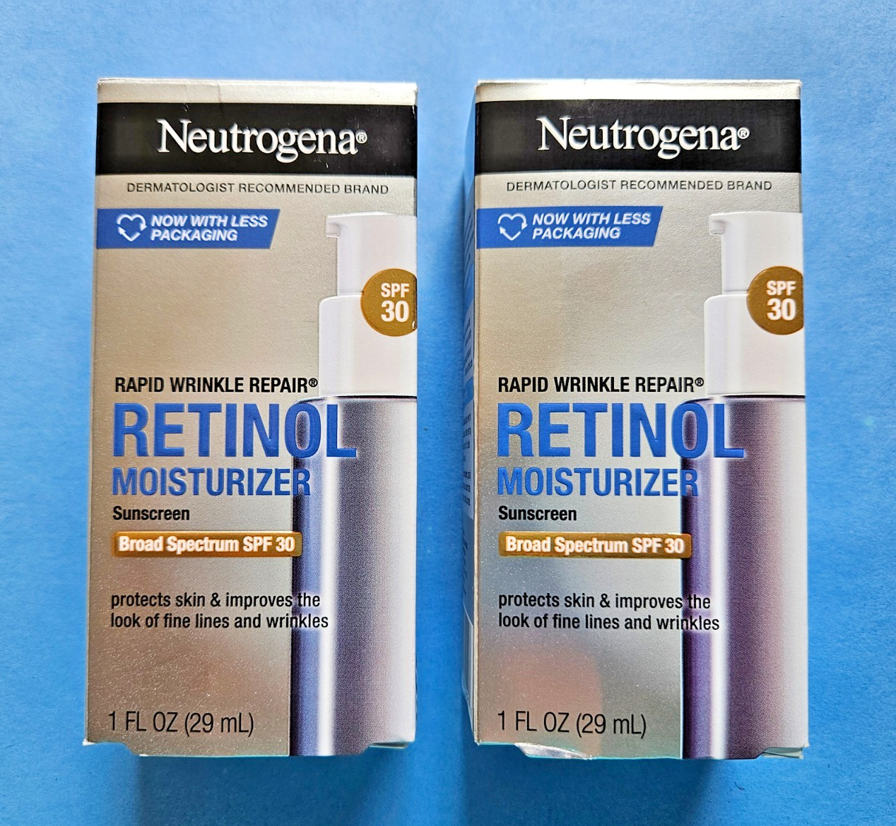 2 PACK Neutrogena Rapid Wrinkle Repair Retinol Moisturizer 1 oz SPF 30 EXP 2027