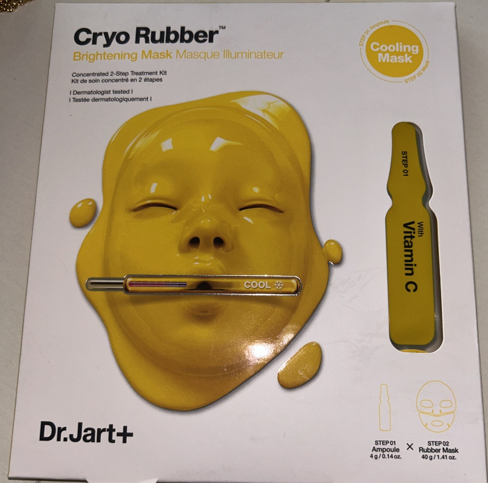 NEW Dr.Jart+ Cryo Rubber Brightening Korean Face Mask Cooling Exp 2027 Yellow