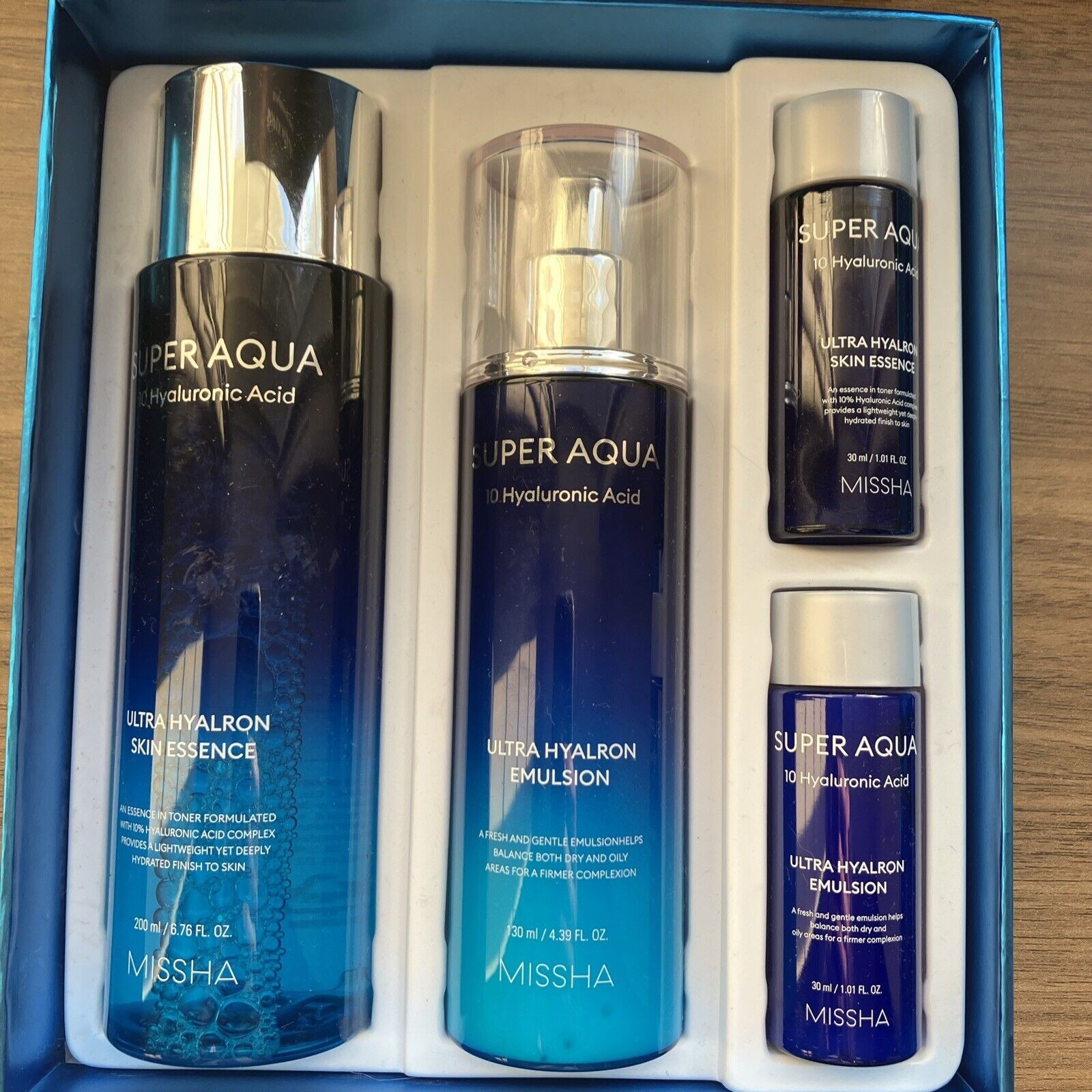 Missha Super Aqua 10 Hyaluronic Acid Ultra Hyalron Set 4 Piece Essence Emulsion