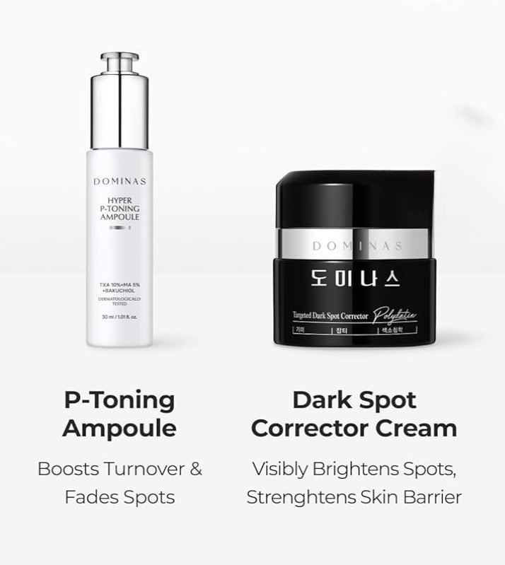 DOMINAS – HYPER P-TONING AMPOULE & TARGETED DARK SPOT CORRECTOR CREAM DUO
