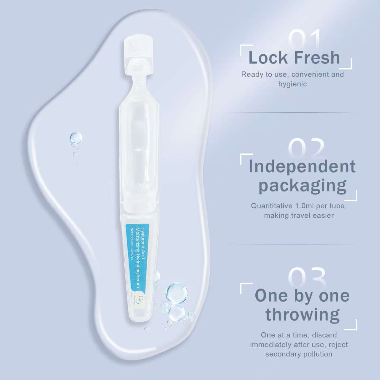 30PCS 5% Hyaluronic Acid Serum Vials – Moisturizing, Firming, Single-Use Tubes