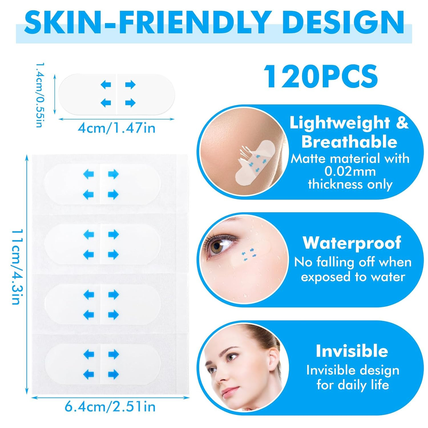 120 Pcs Invisible Face Lift Tape Anti-Wrinkle Strips Facial Tape for Women