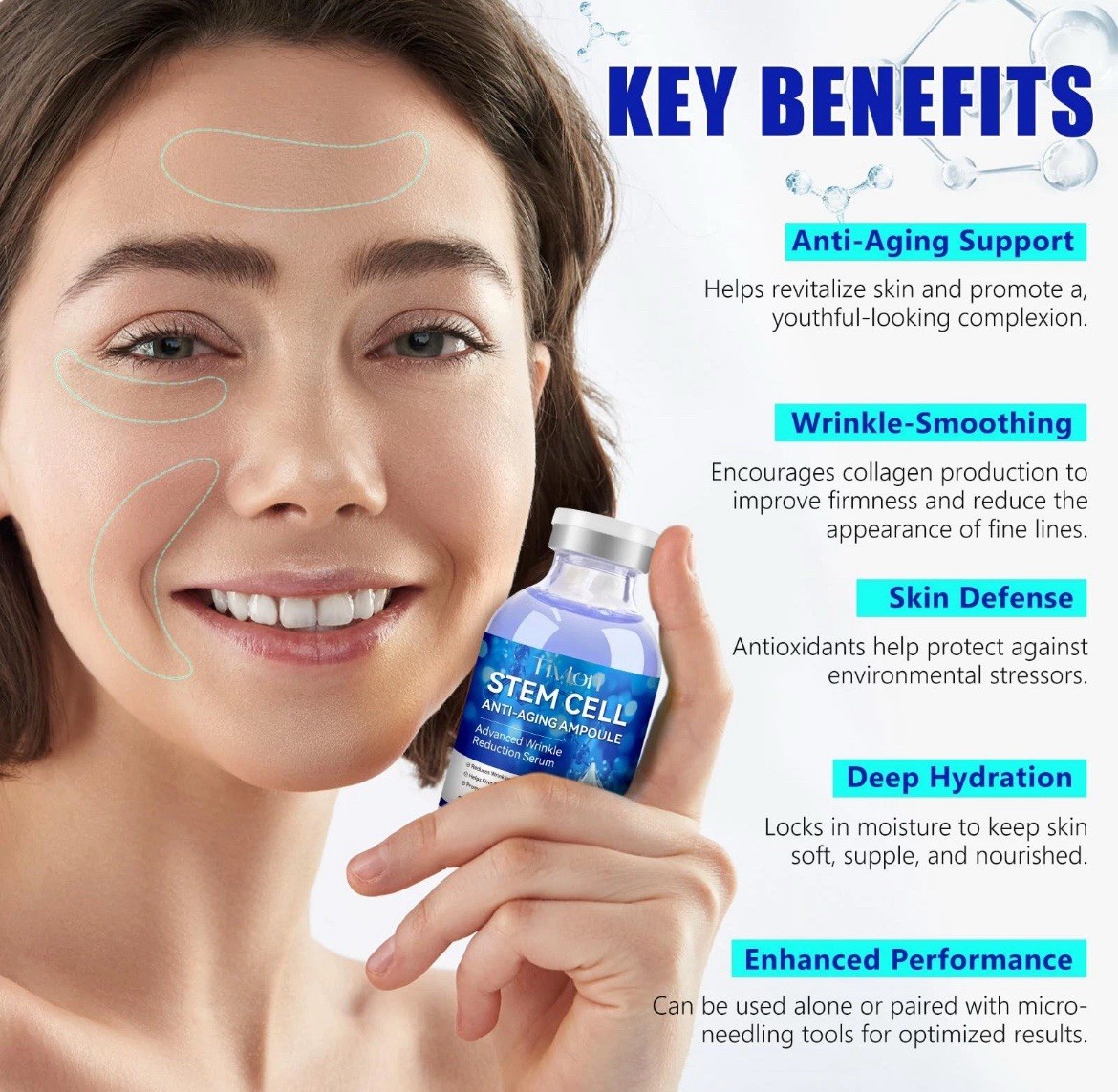 Stem Cell Serum for Face 1.2 fl.oz, Stem Cell Anti-Aging Ampoule, Anti Aging