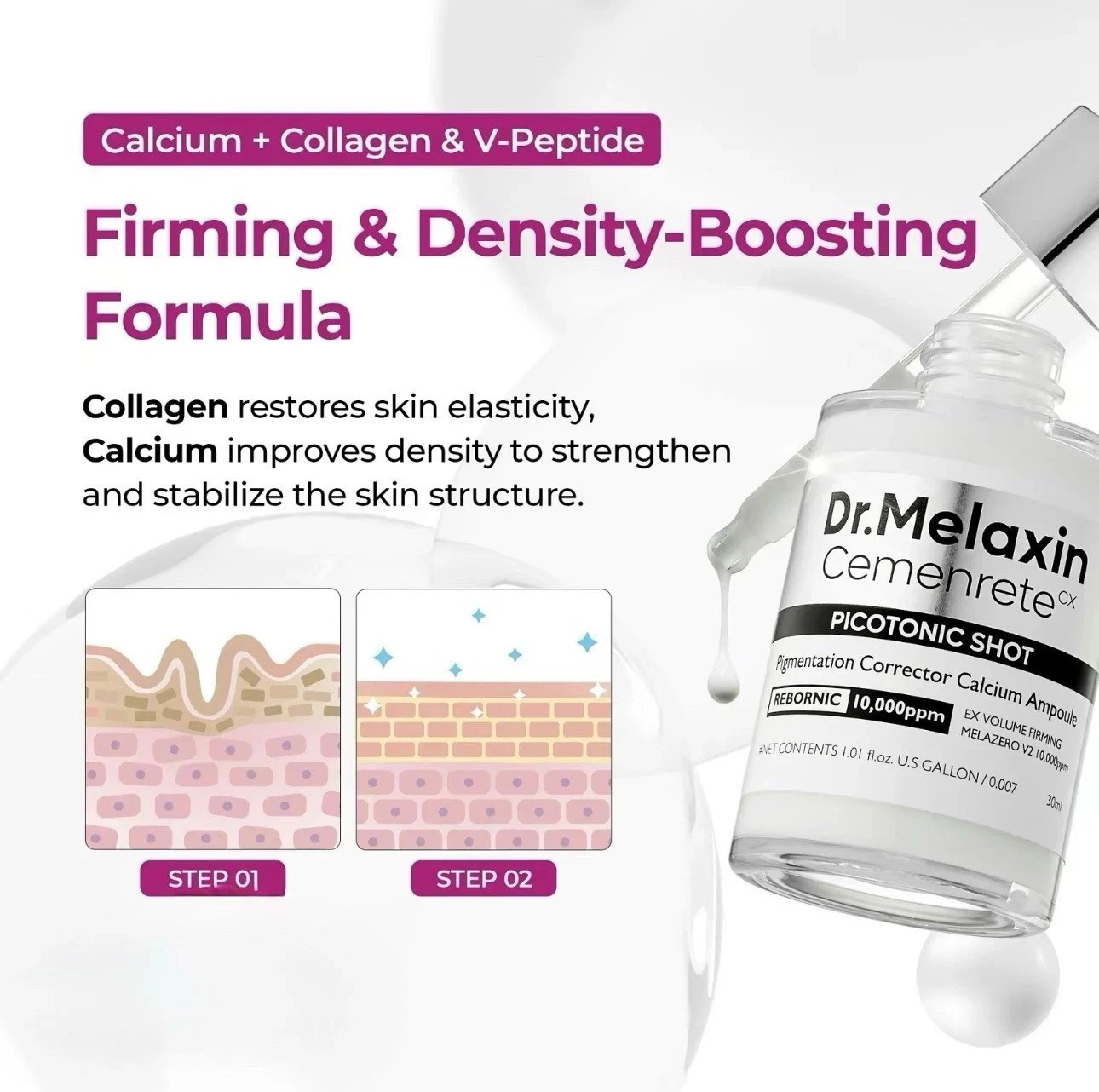 Dr.Melaxin Cyano Pink Spicule & Picotonic Serum Duo – 1.01 oz, Korean Skin Care