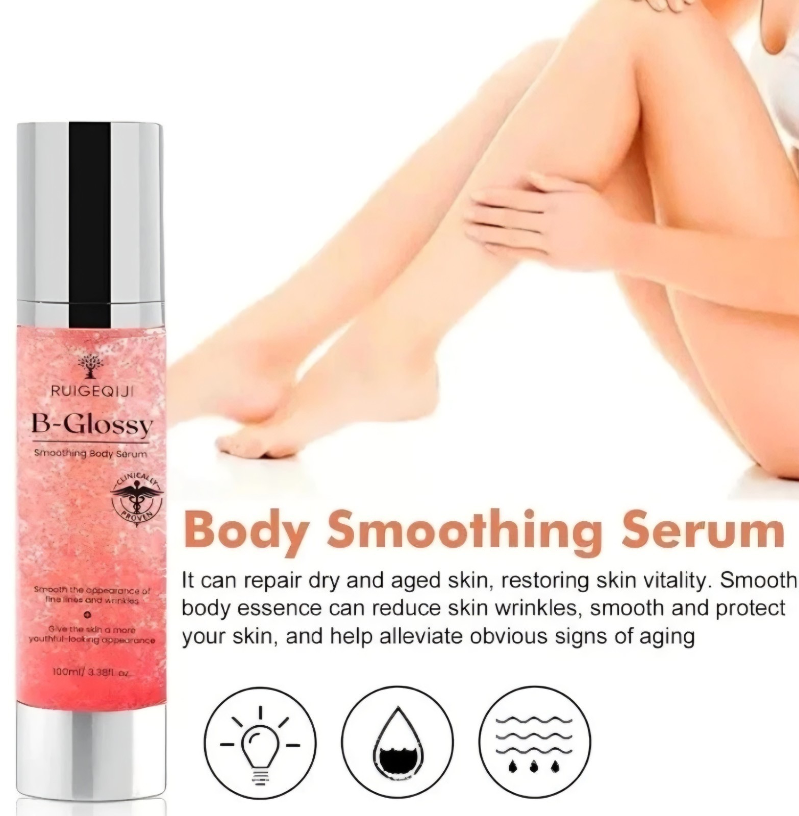B-Glossy Smoothing Body Serum For Wrinkles Silky Smooth Skin 100Ml/3.38 Fl Oz