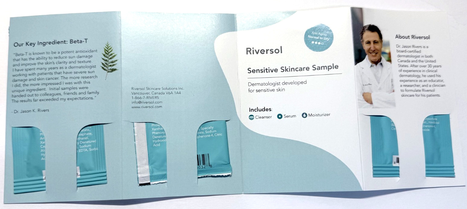 RIVERSOL Anti-Aging Sample Kit : Cleanser, Moisturizer, Reparative Serum. Canada