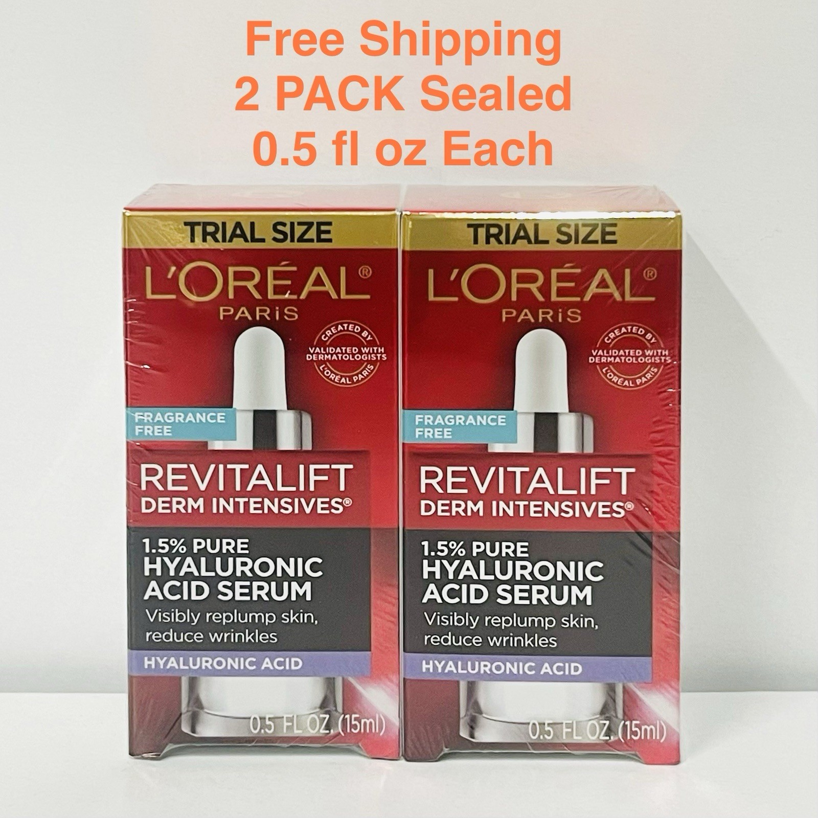 L’Oréal Paris Revitalift Derm Intensives 1.5 Pure Hyaluronic Acid Serum 0.5oz X2