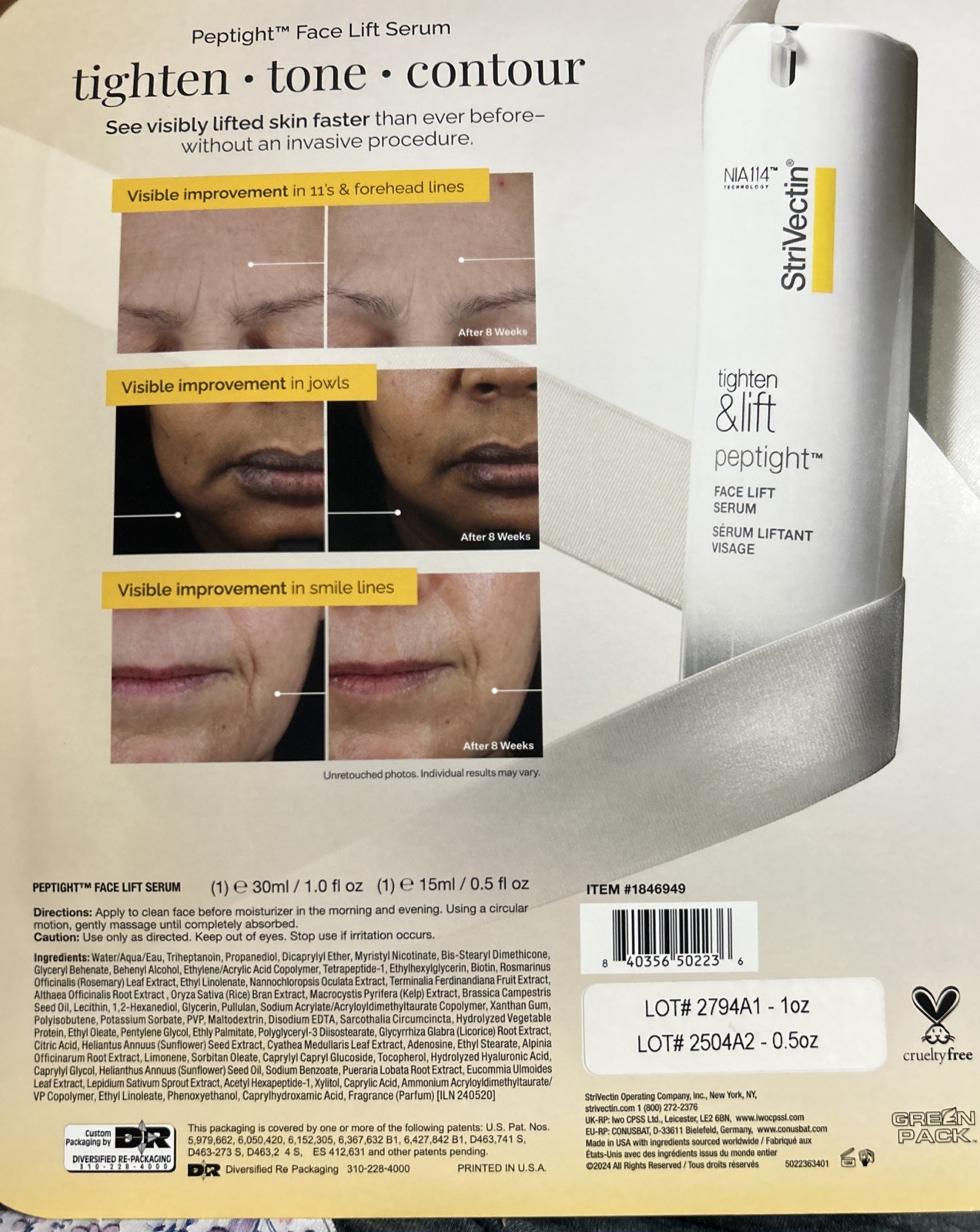 NEW Strivectin Tighten & Lift Peptight Face Lift Serums 2 Pack 1oz & 0.5 Oz