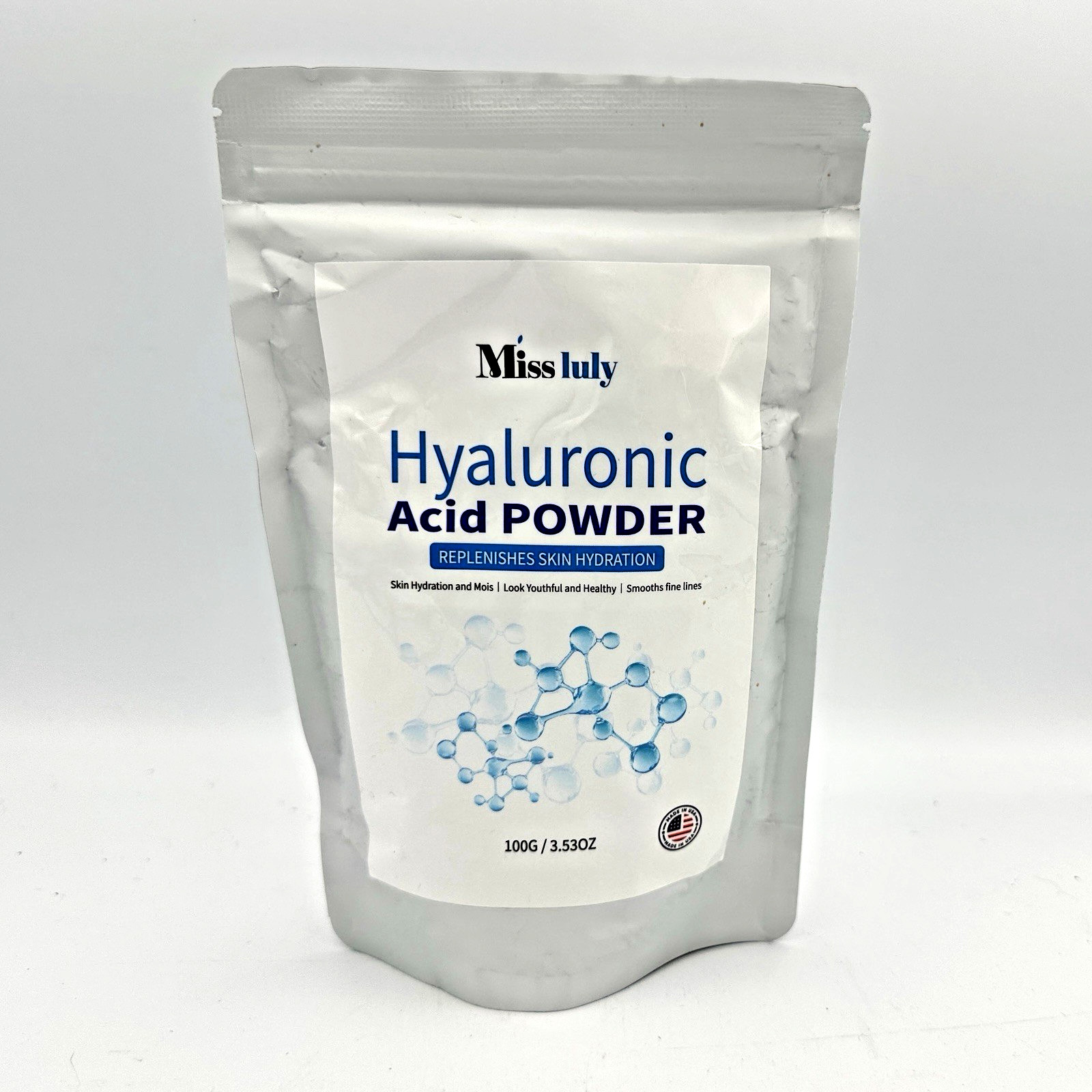Hyaluronic Acid Powder Skin Hydration Anti-Aging 100Gram 3.53 Oz Made in USA
