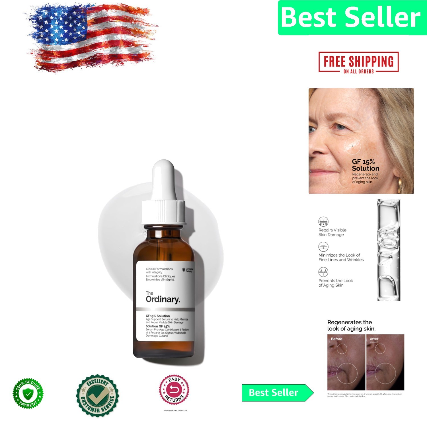 The Ordinary GF 15% Anti-Aging Serum – Repair Wrinkles & Hydrate Skin 1 Fl Oz