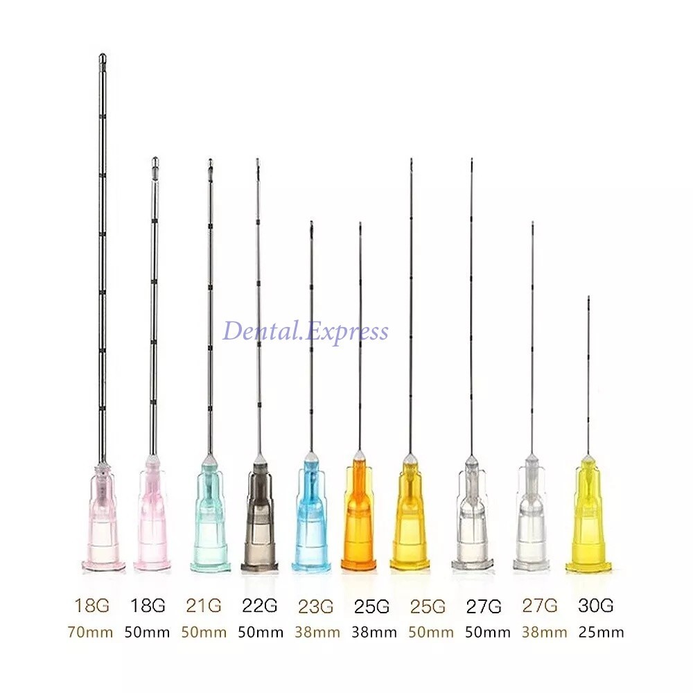 50Pcs Flexible Micro Cannula 18g/22g/23g/25g/27g/30g 38/50/70/100mm Blunt Filler