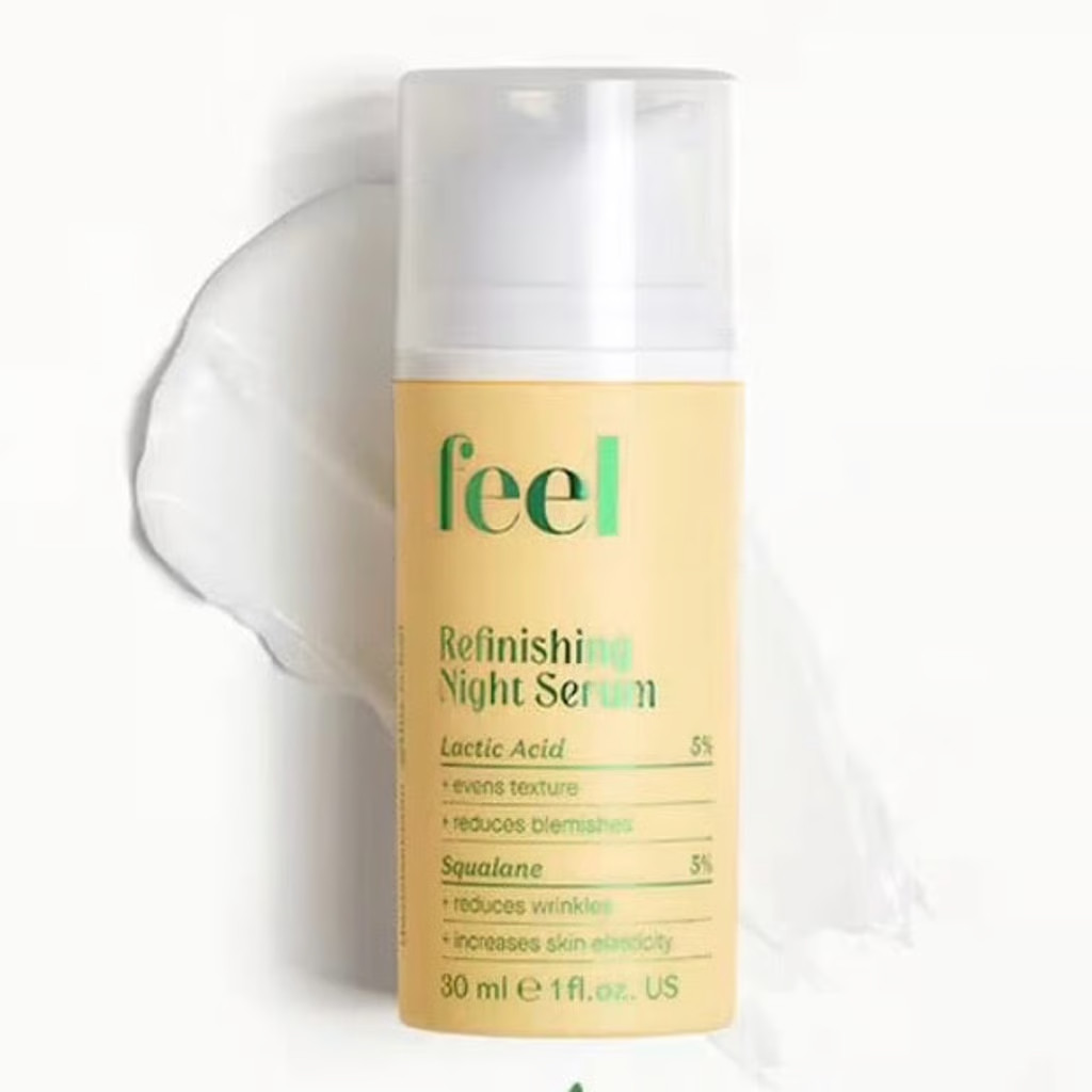 FEEL Face Serum 30ml Refinishing Night Cream 5% Lactic Acid Squalane Tones NEW