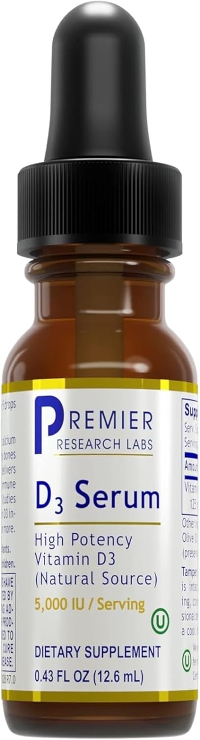 «Premier Research Labs Vitamin D3 Serum – Liquid Vitamin D Oil Drops for Adult..