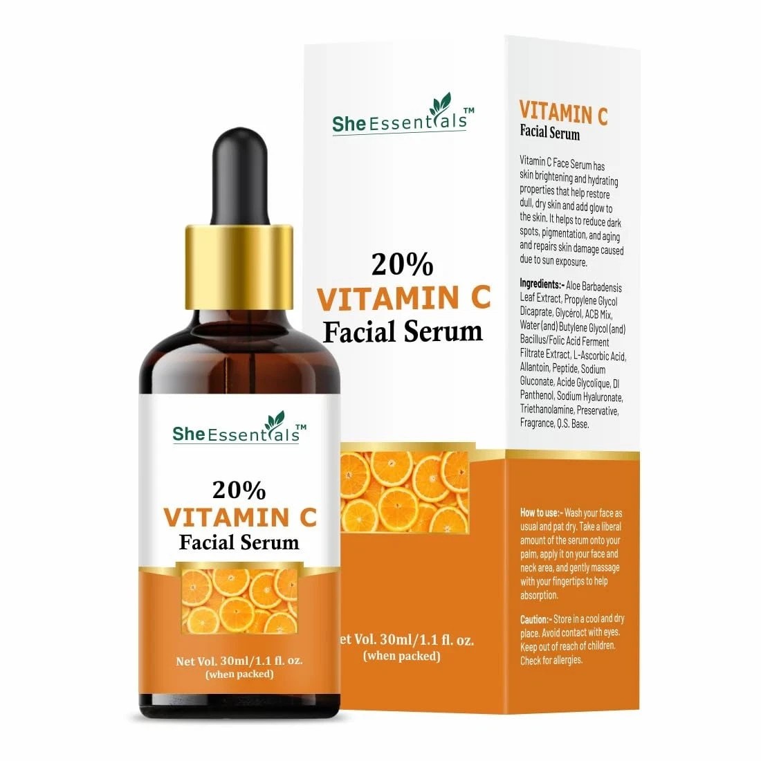 She Essentials Vitamin C Facial Serum Glowing Skin 30ml a173