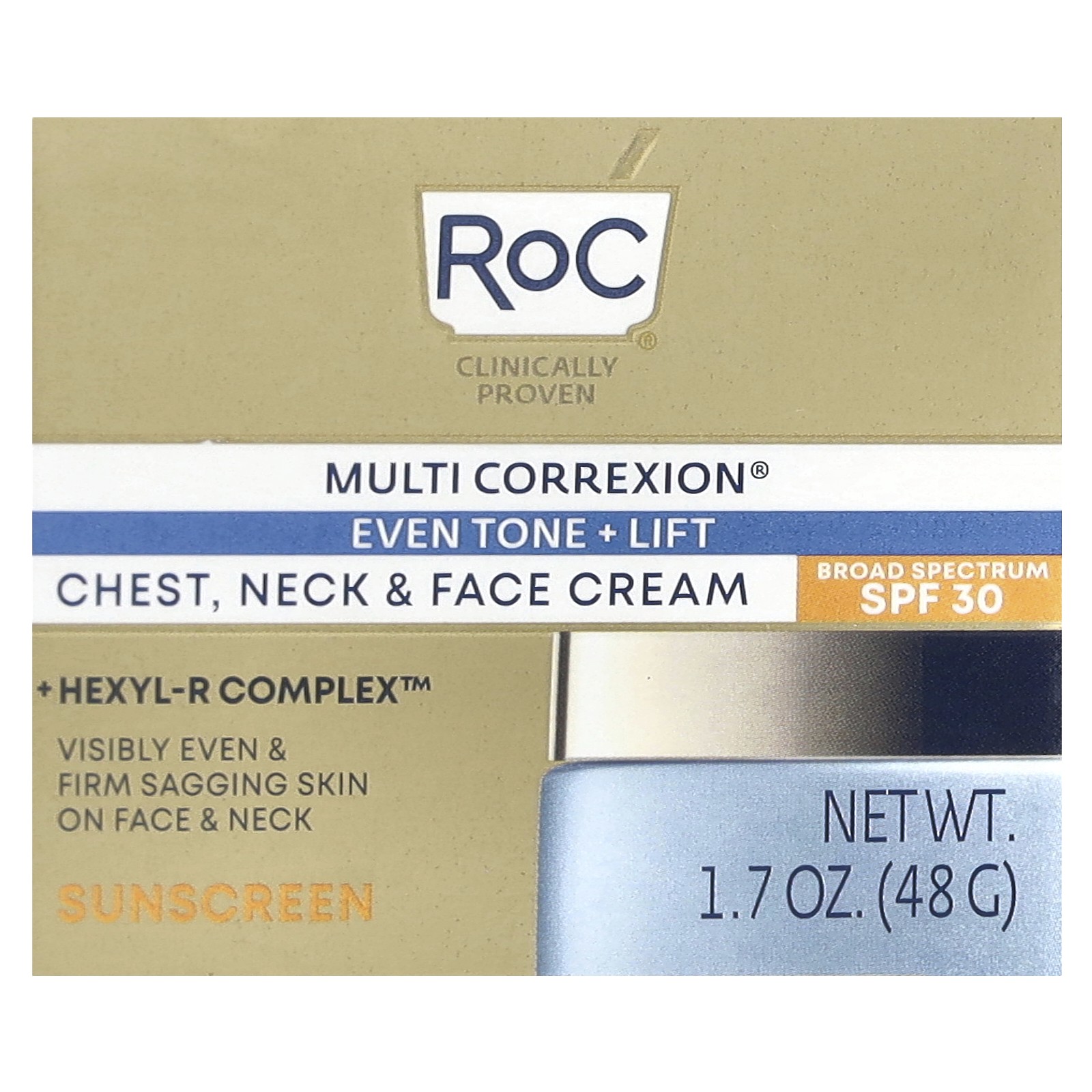 Multi Correxion, Even Tone + Lift, 5 In 1 Chest, Neck & Face Cream, SPF 30, 1.7