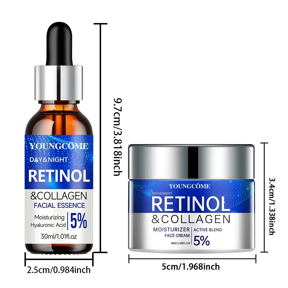 Retinol Cream Serum Combo Set Locks in Moisture Repairs Skin Smoothes Wrinkles