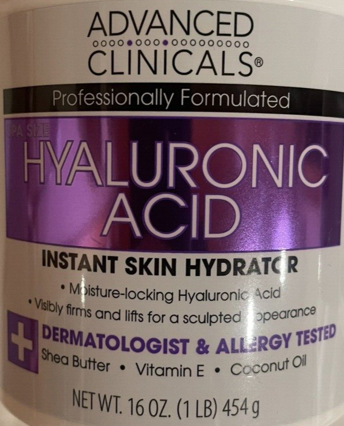 3 x 16 oz = 3 lbs Advanced Clinicals Spa Size Hyaluronic Acid Cream Super Fresh