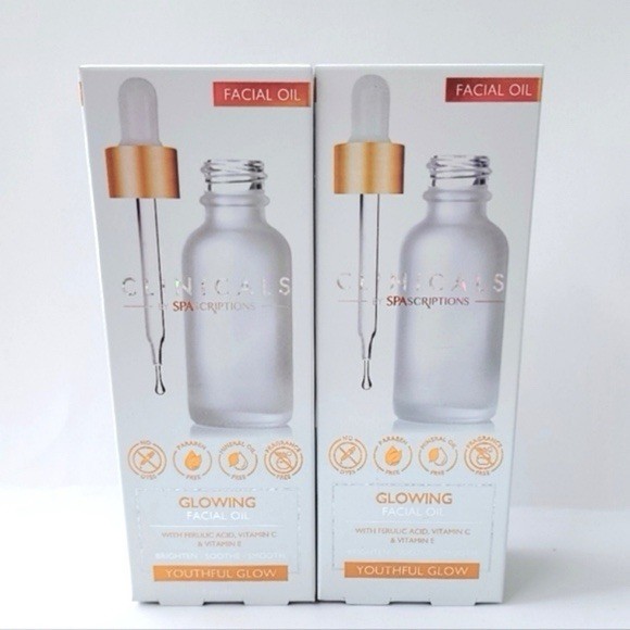 2 Pack SpaScriptions Clinicals Glowing Facial Oil Ferulic Acid Vit C Squalane