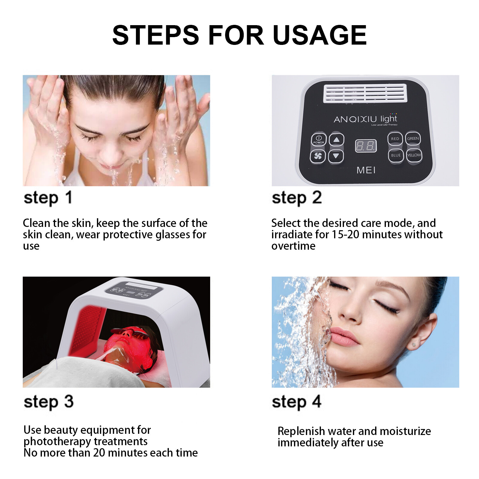 LED Face Mask Light Therapy-7 Color LED Therapy Light Lamp Facial Skin Care Tool