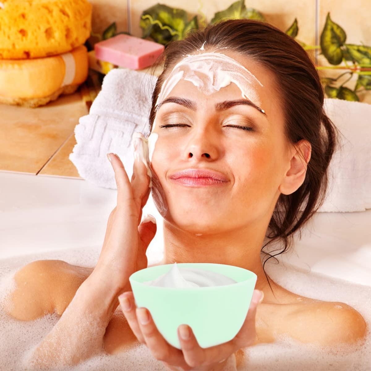4Pcs Diy Mixing Bowl, Microwavable Silicone Mud Bowl Cosmetic Beauty Tool for…