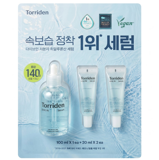 Torriden DIVE-IN Low Molecular Hyaluronic Acid Serum 100ml 40ml Soothing Set