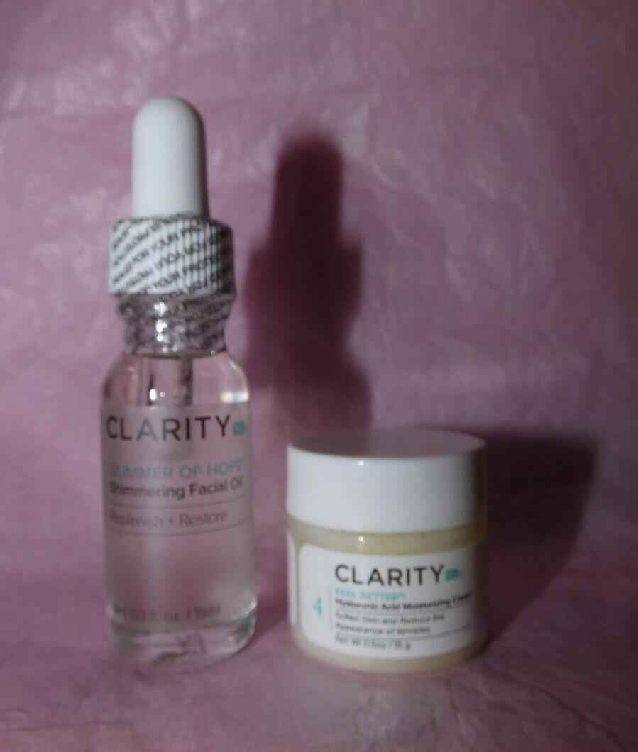 NEW X2 CLARITY RX Glimmer of Hope Oil Feel Better Hyaluronic Acid Moisture Cream