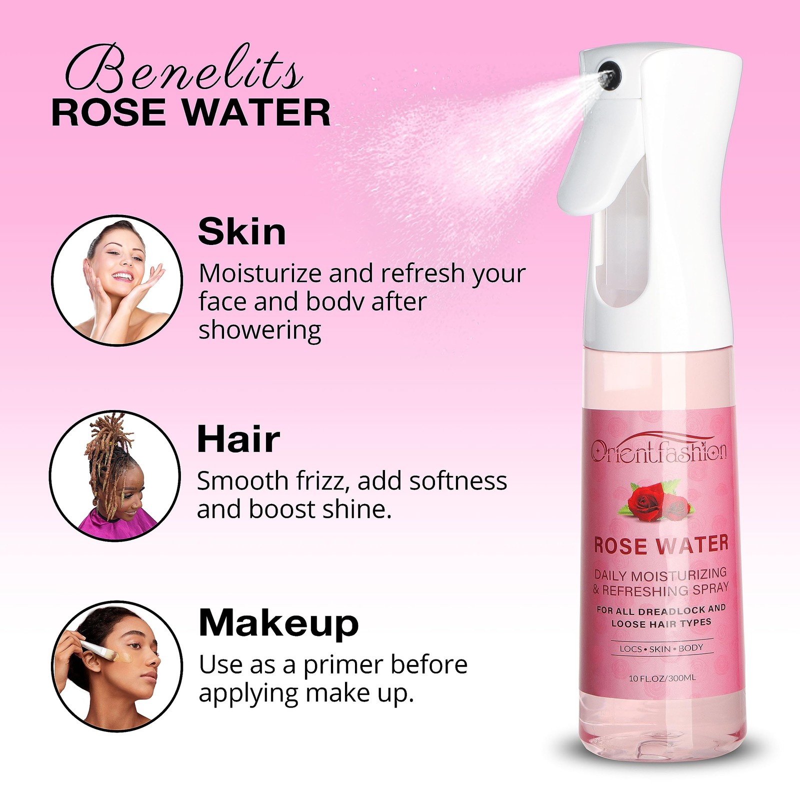 Orientfashion Moisturizing Refreshing Spray 10 Fl Oz (Pack of 1), Transparent