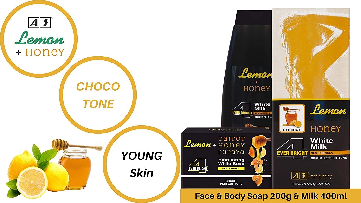 Lemon Carrot+ Honey + Papaya Exfoliating White Soap