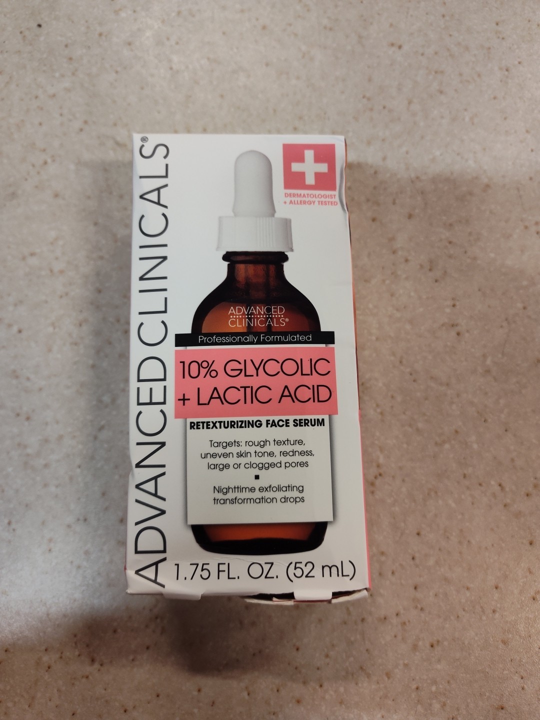 Advanced Clinicals 10% Glycolic + Lactic Acid Face Serum 1.75 Fl Oz (52mL)