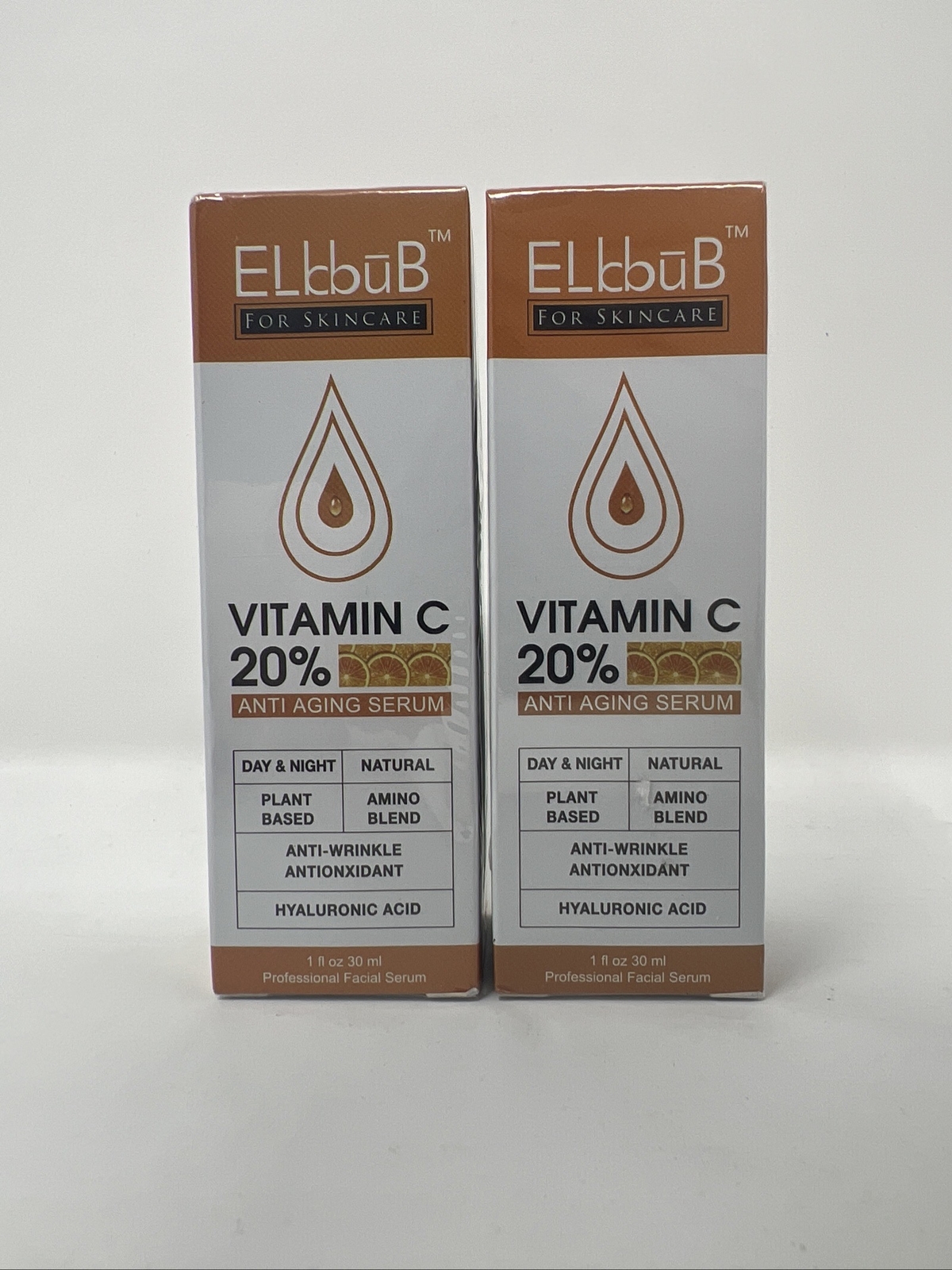 ELBBUB Skincare Vitamin C 20% Anti Aging Serum 1 fl oz 30 ml Pack Of 2!!