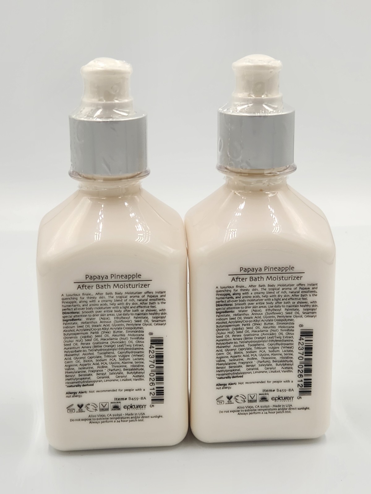 2 Epicuren Papaya Pineapple After Bath Moisturizer 8 fl oz / 236 ml NEW