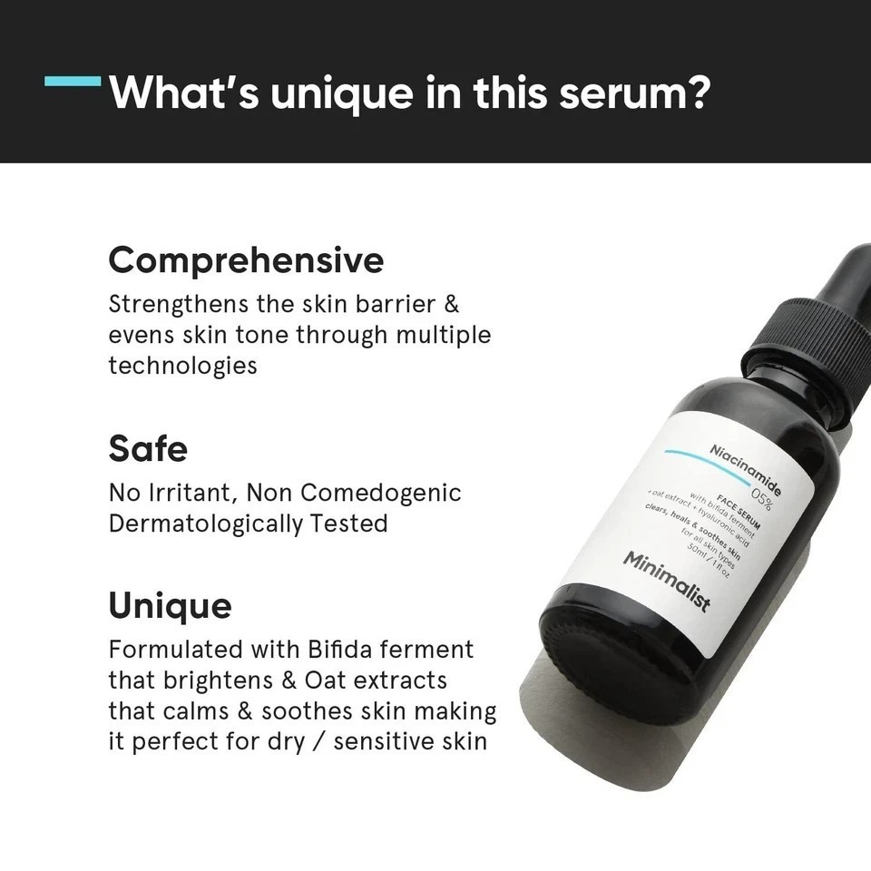 Minimalist 5% Niacinamide Face Serum For Clear Glowing Skin 30ml