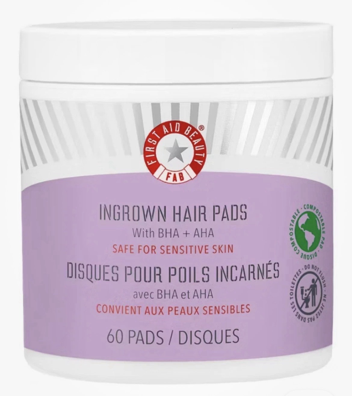 First Aid Beauty FAB Ingrown Hair Treatment Pads – 60 count BHA & AHA New SEALED