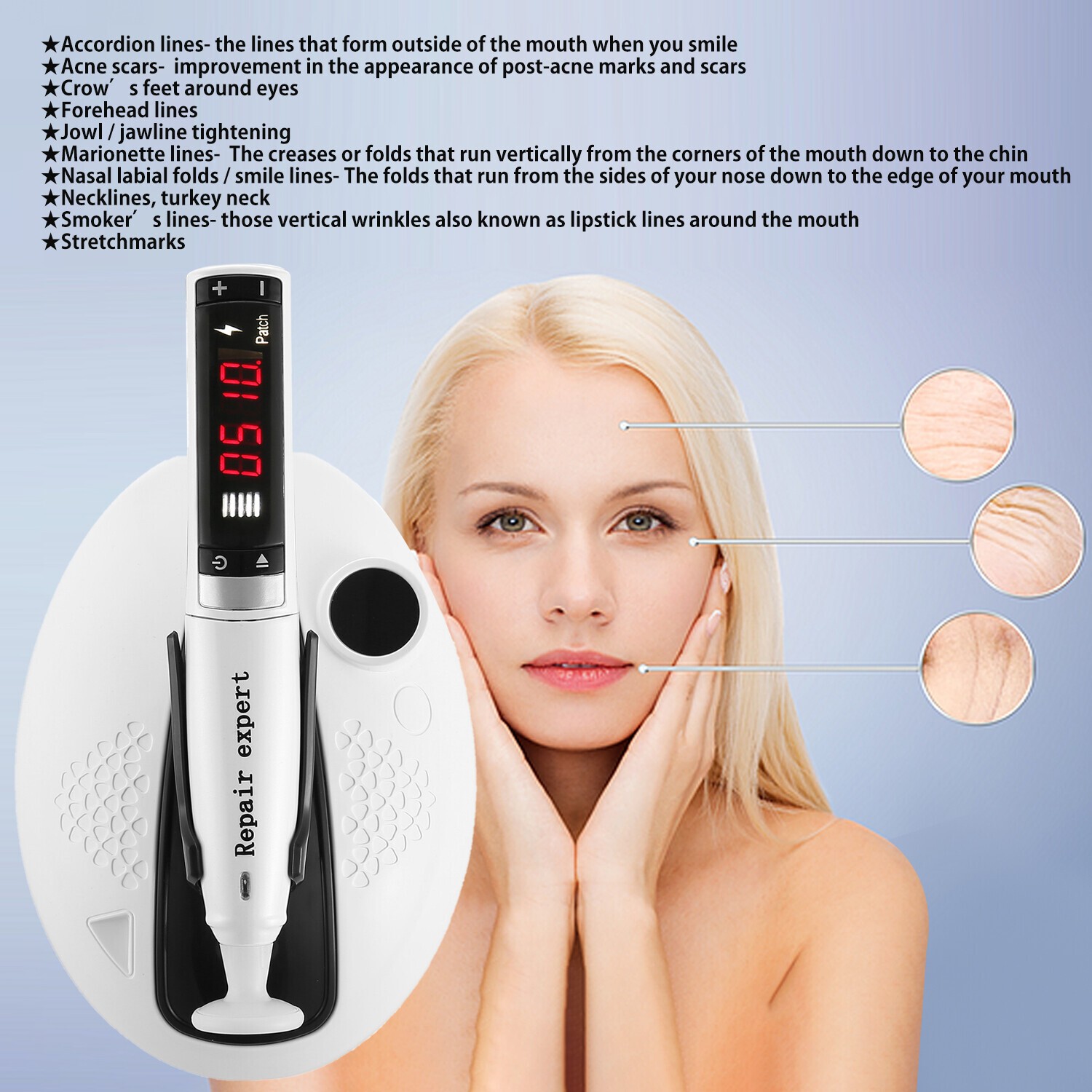 Portable Plasma Face Lifting Pen Cold Ozone Anti Acne Skin Rejuvenation Machine