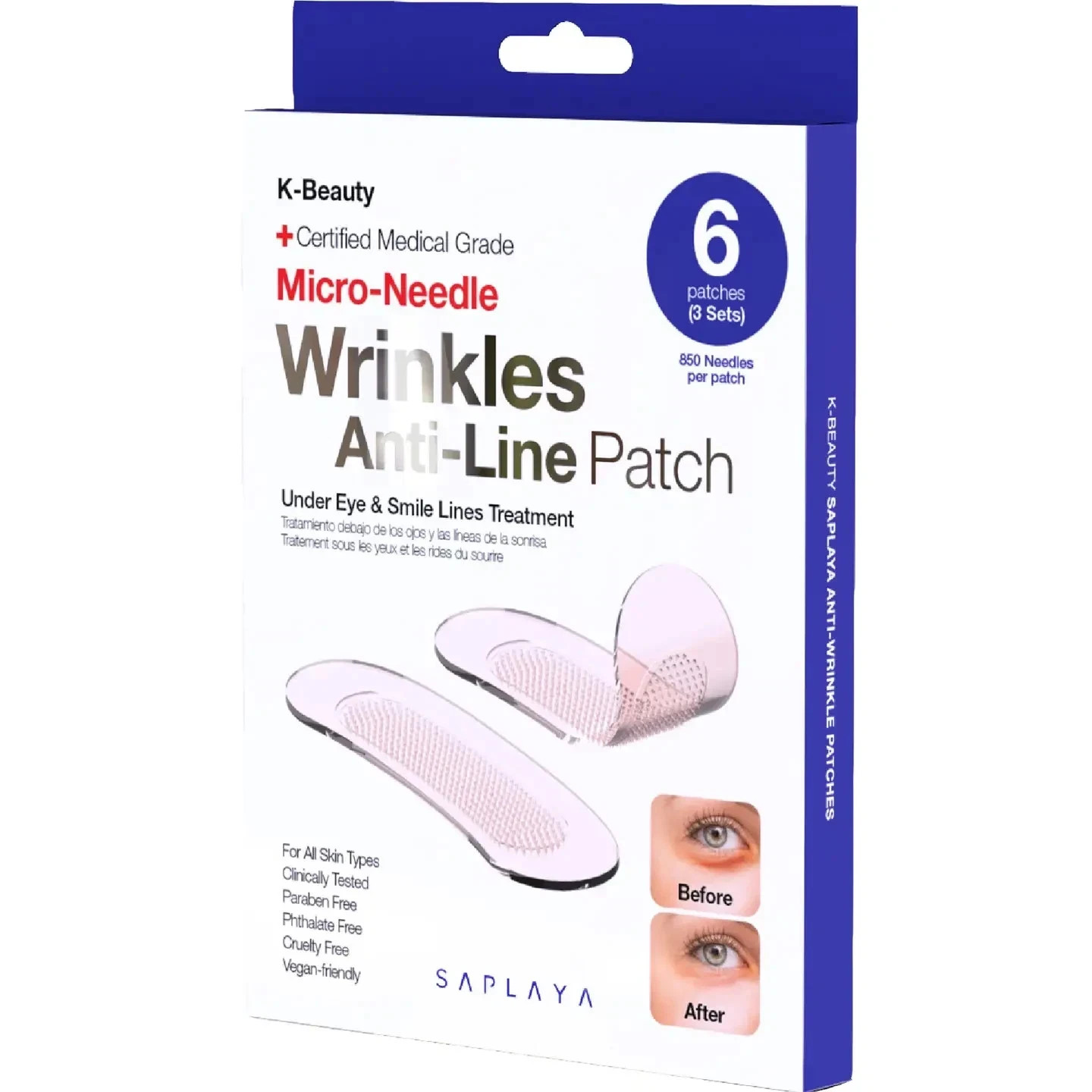 K Beauty Micro-Needle Wrinkles Anti-Line Patch – Self Dissolving, 6 Patches