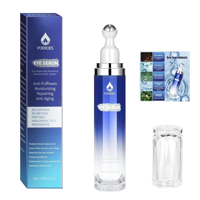 Eye Serum Roller with 8% Caffeine 8% Retinol Cream Anti Puffiness Dark Circles