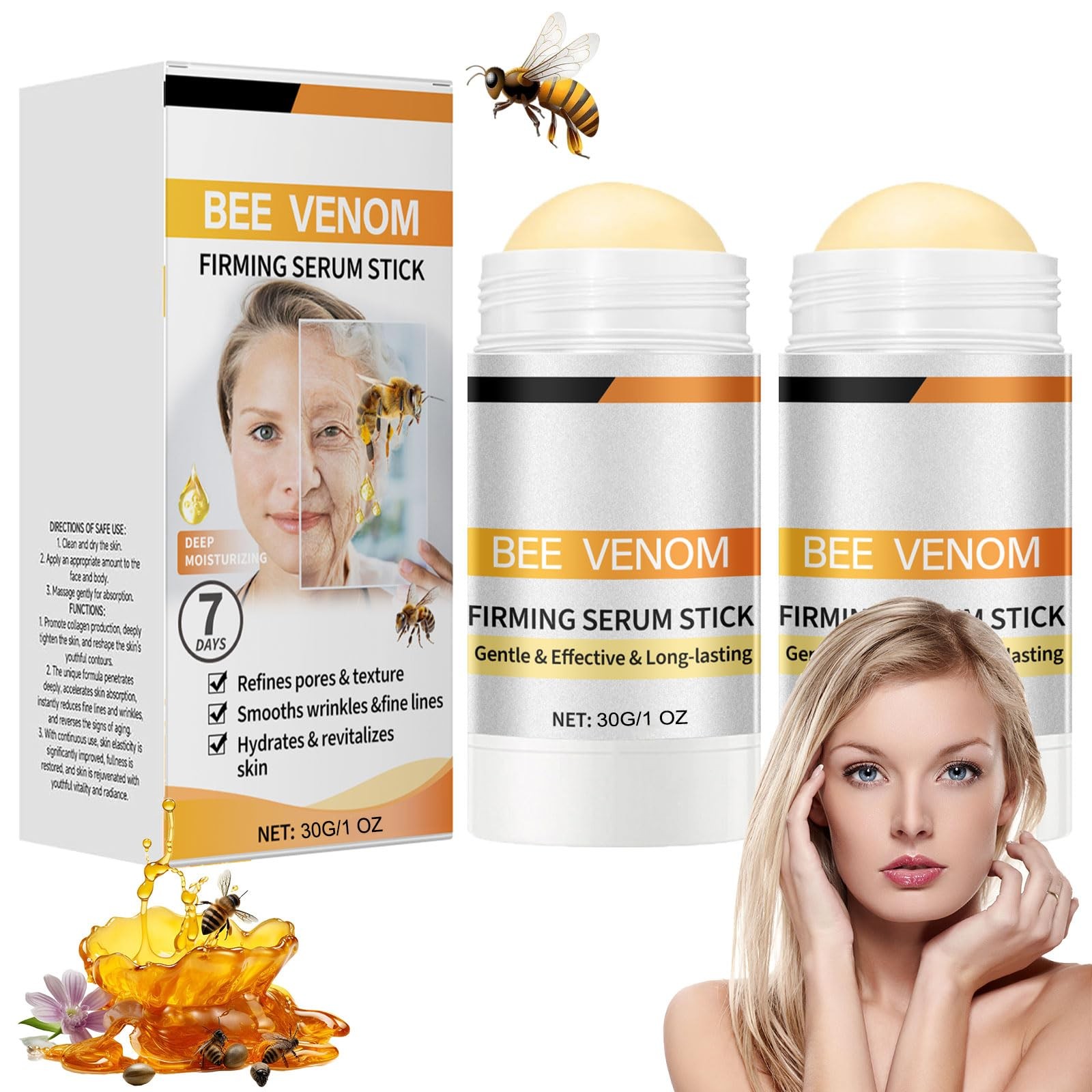 Bee Venom Firming Serum Stick, 2PCS Anti-Aging Lifting Wrinkle Reducing Stick…