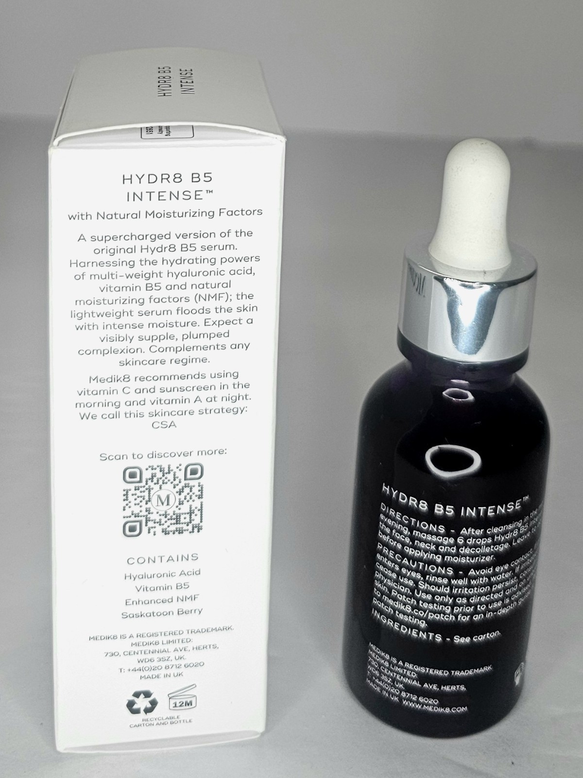 Medik8 Hydr8 B5 Intense Hyaluronic Acid with NMF Hydration Serum Full Sz 1oz NIB