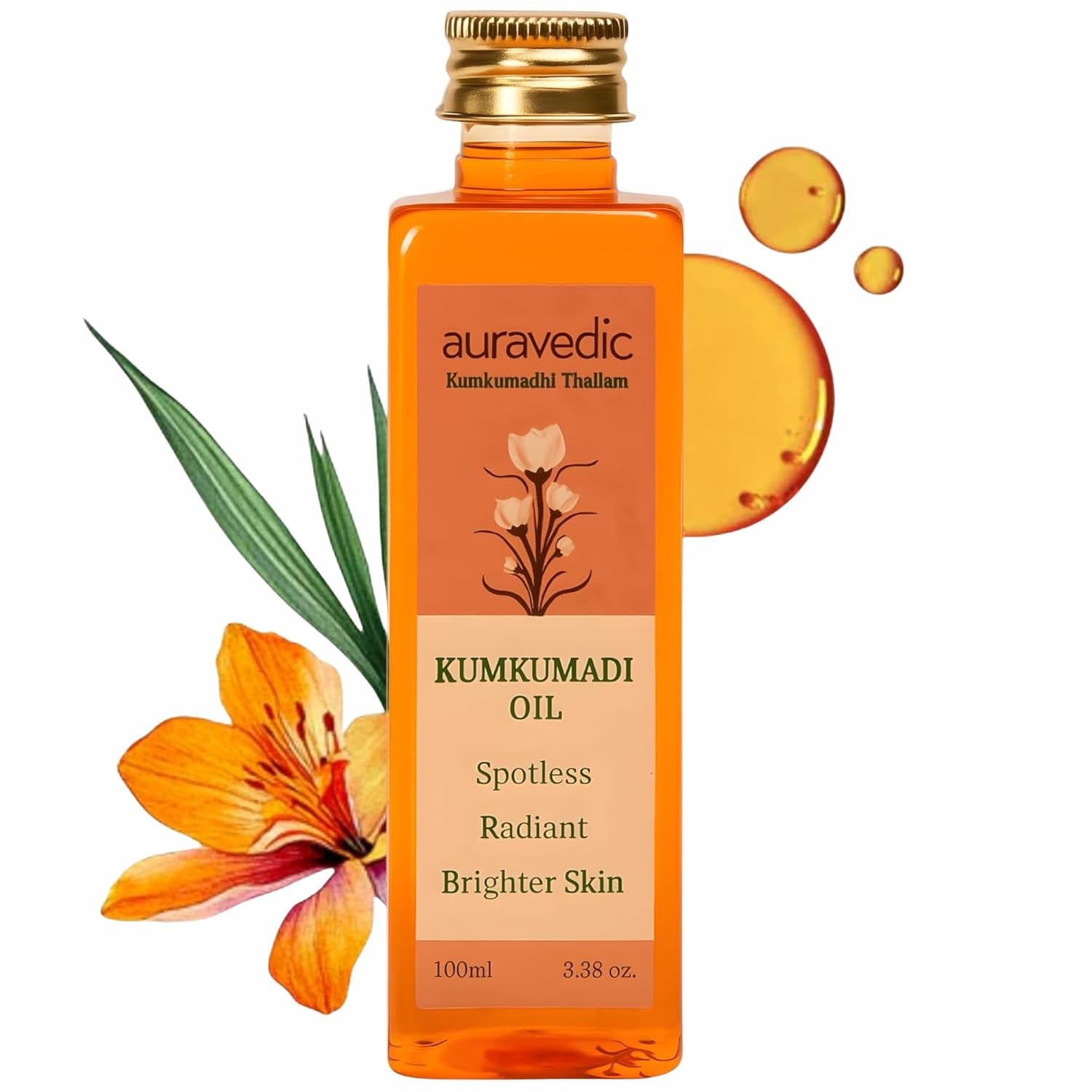 Auravedic Kumkumadi Oil for Face 100ml, Kumkumadi Tailam Face Oil Glowing Skin