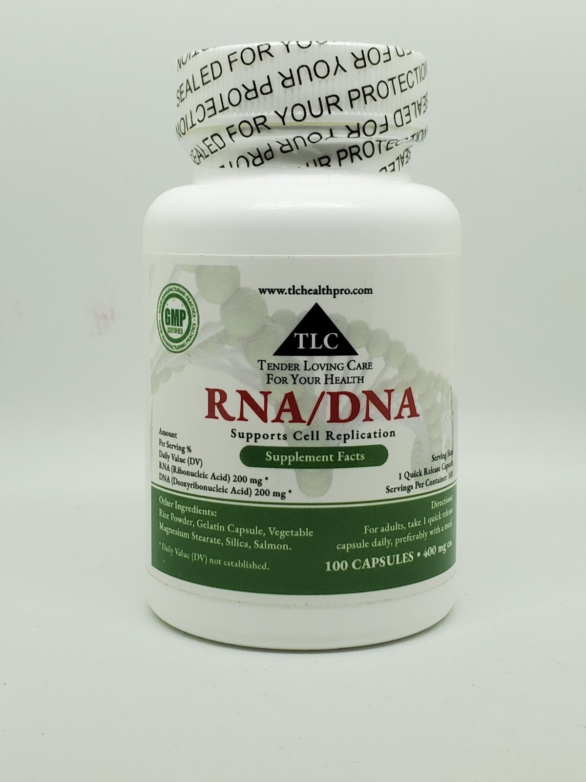 TLC HEALTH RNA/DNA – 100 Caps 400 mg – Supports Cell Regeneration and Anti Aging