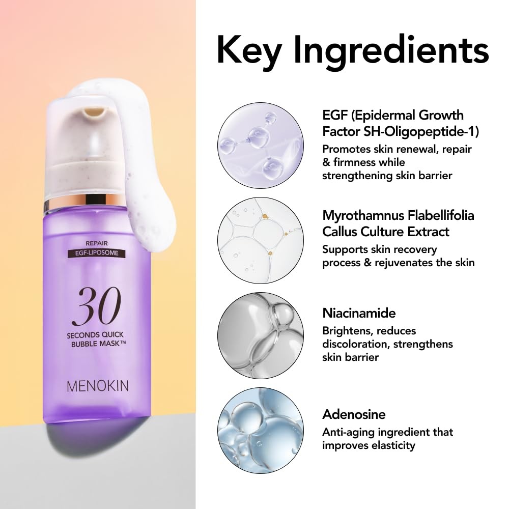 MENOKIN 30 Seconds Quick Bubble Mask REPAIR EGF Liposome in Microbubbles for…