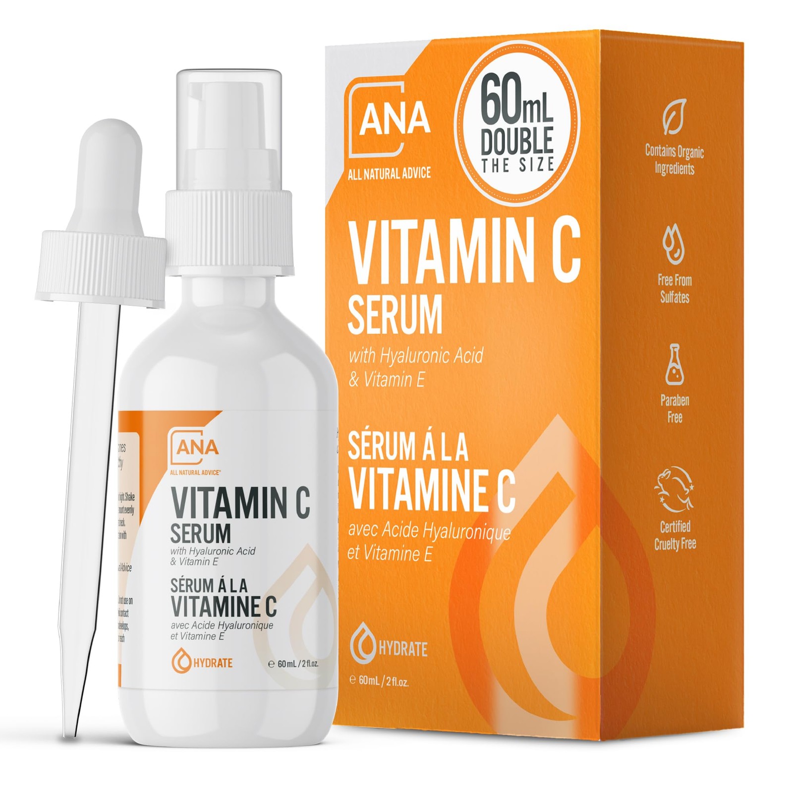 Vitamin C Serum 60mL | 20% Vitamin C Face Serum Solution with Organic Botanic…