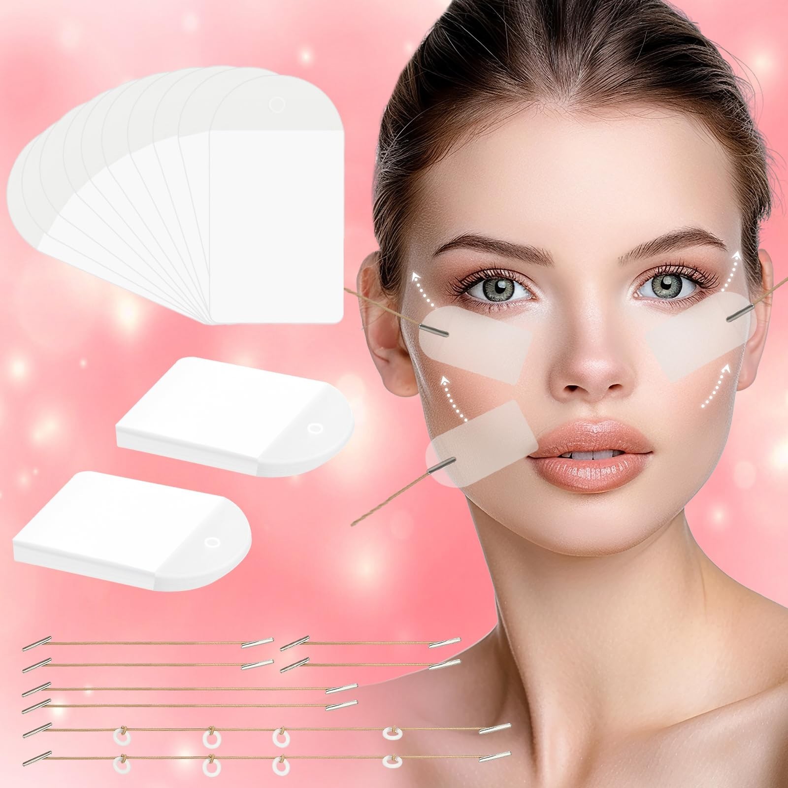 60pcs Face Lift Tape Invisible Instant Lifting with 8 Strings for Wrinkles USNEW