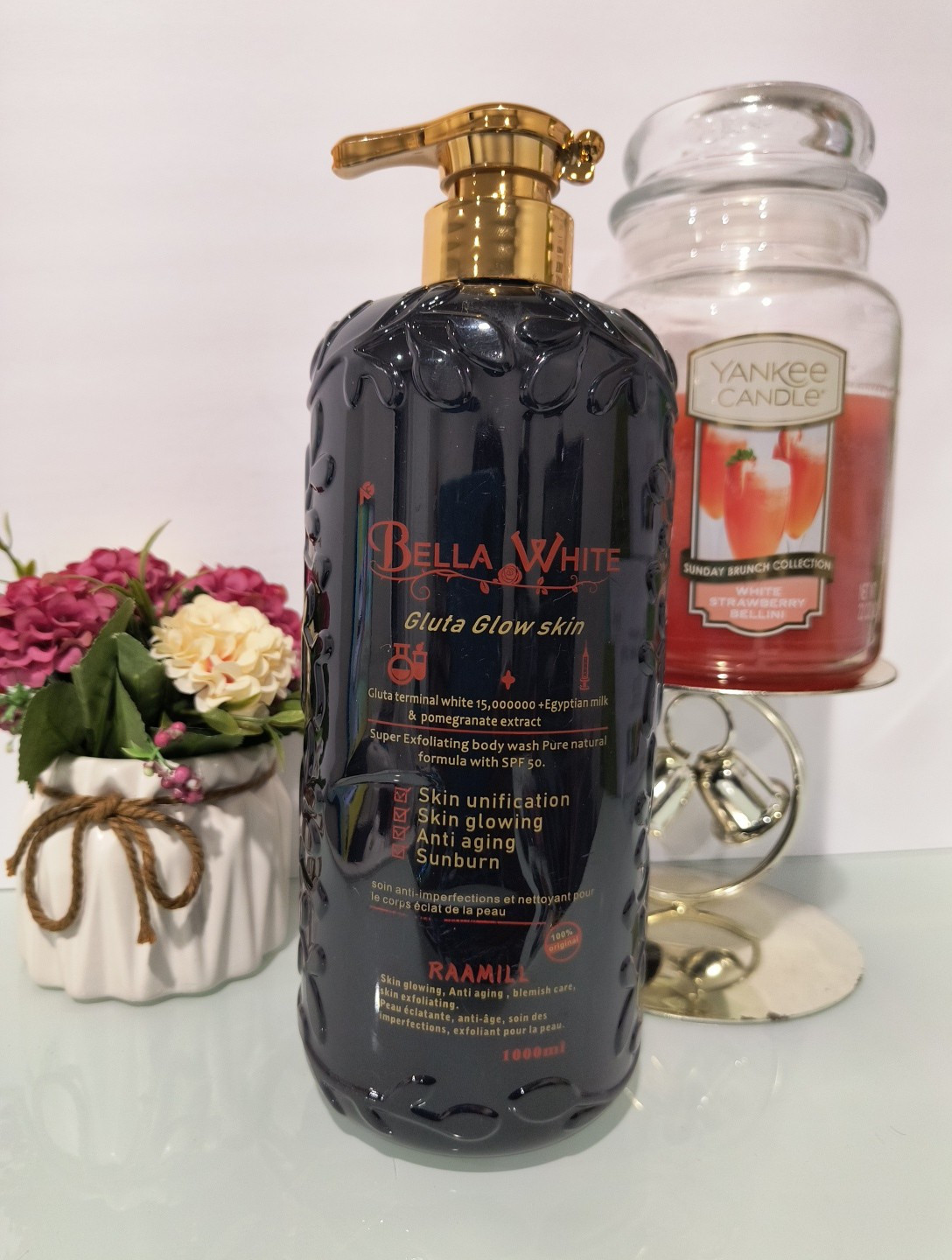 Bella-white Glutta-glow Whitening Body Wash Shower Gel With Papaya 1000ml 👌