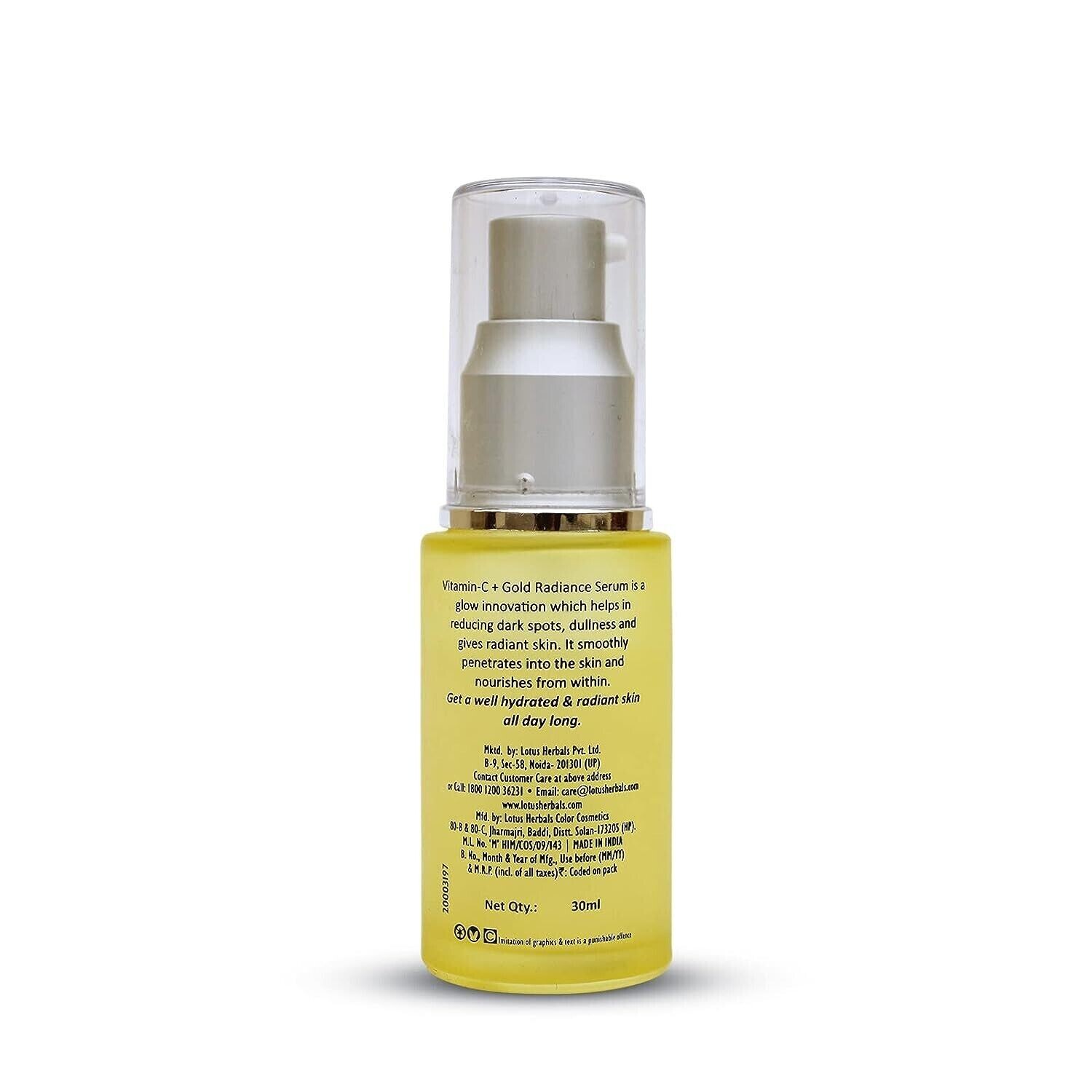 Lotus Herbals WhiteGlow Vitamin C and Gold Radiance Face Serum 30ml,
