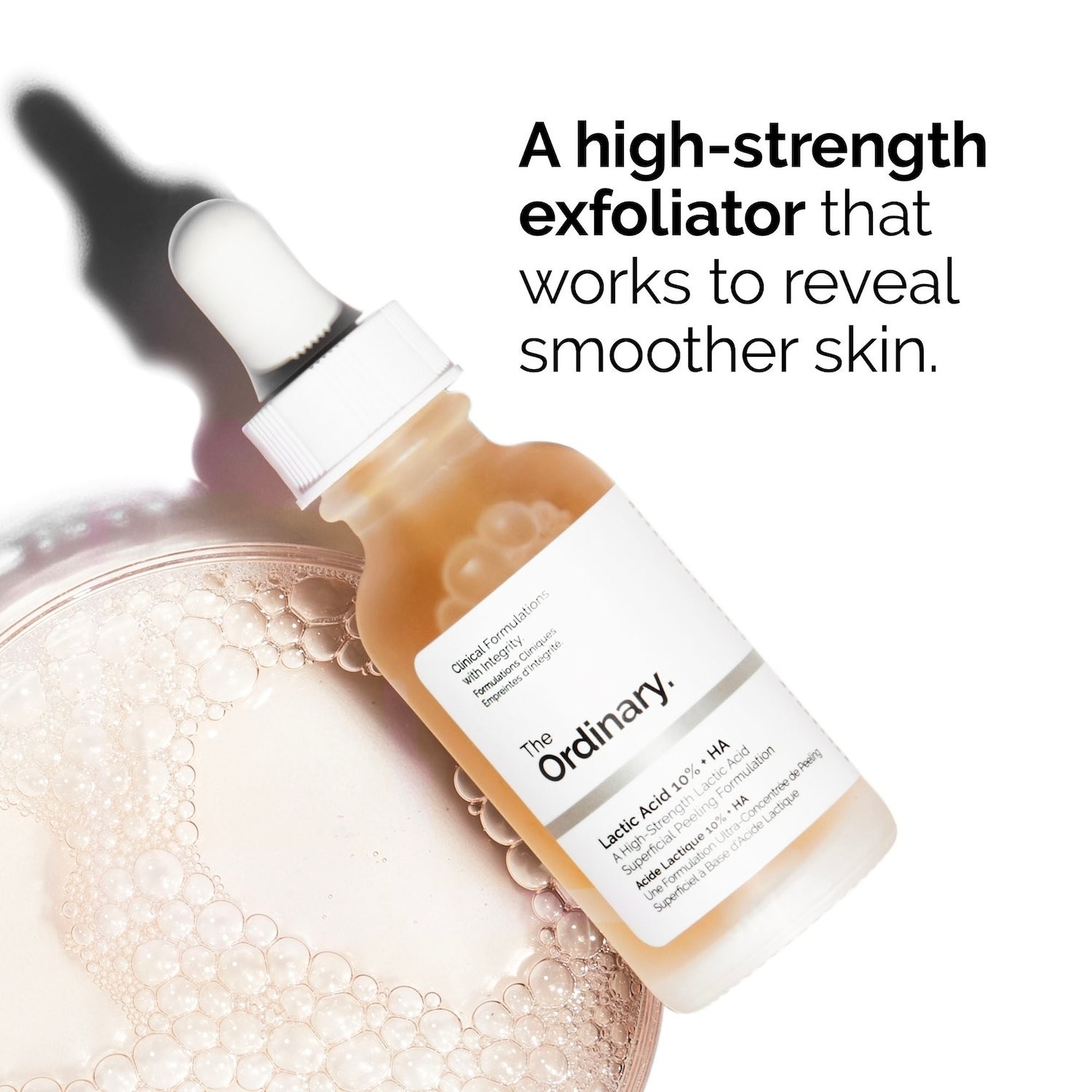 The Ordinary Lactic Acid 10% + HA 2% High-Strength Exfoliating Serum,1 oz/ 30 mL