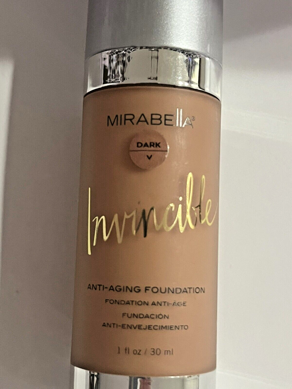 New Mirabella Invincible Anti-Aging Foundation Diminish Wrinkles Shade-Dark 1 oz