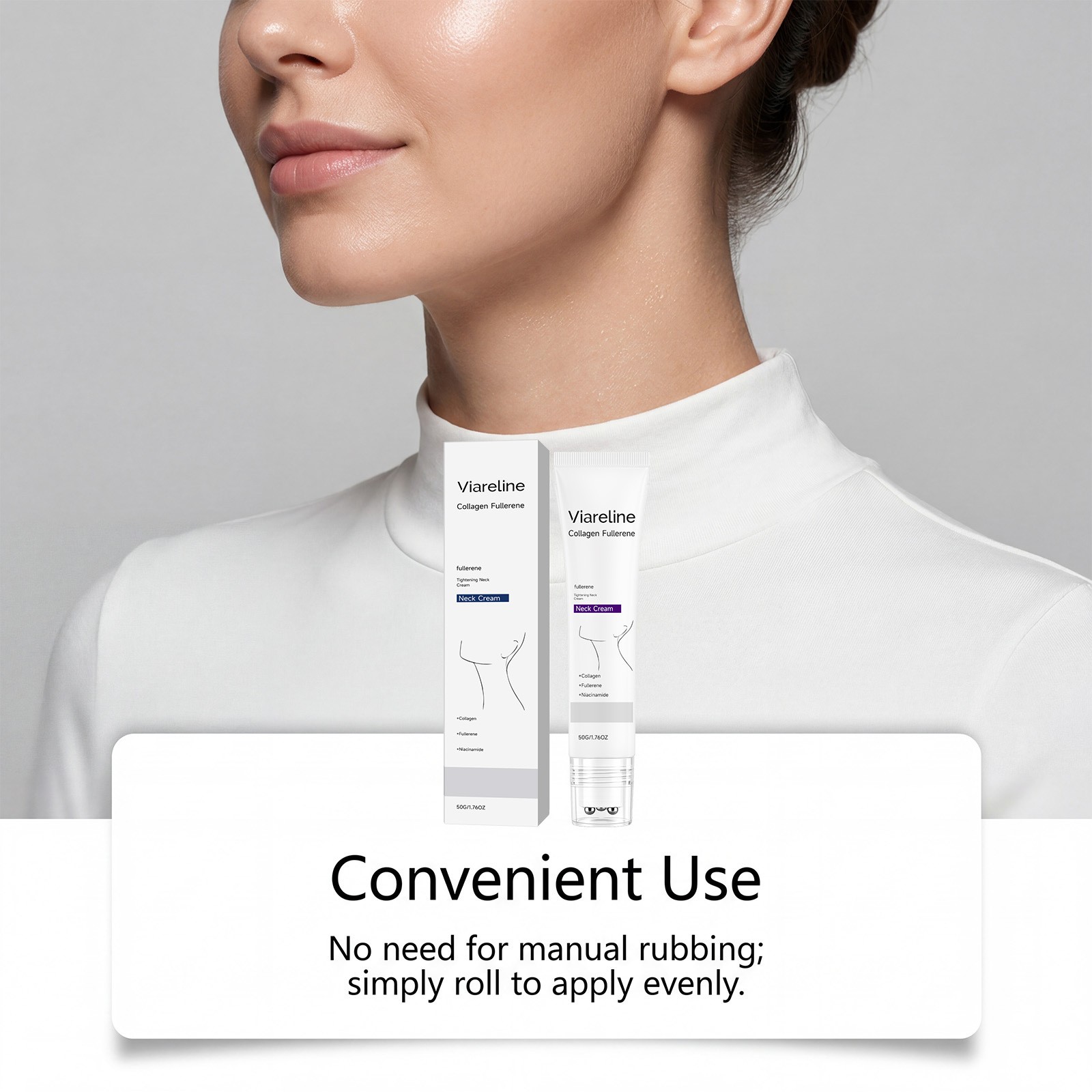 3PCS Collagen Fullerene Neck Cream Firming Tightening with Roller 50g ~ 20% OFF