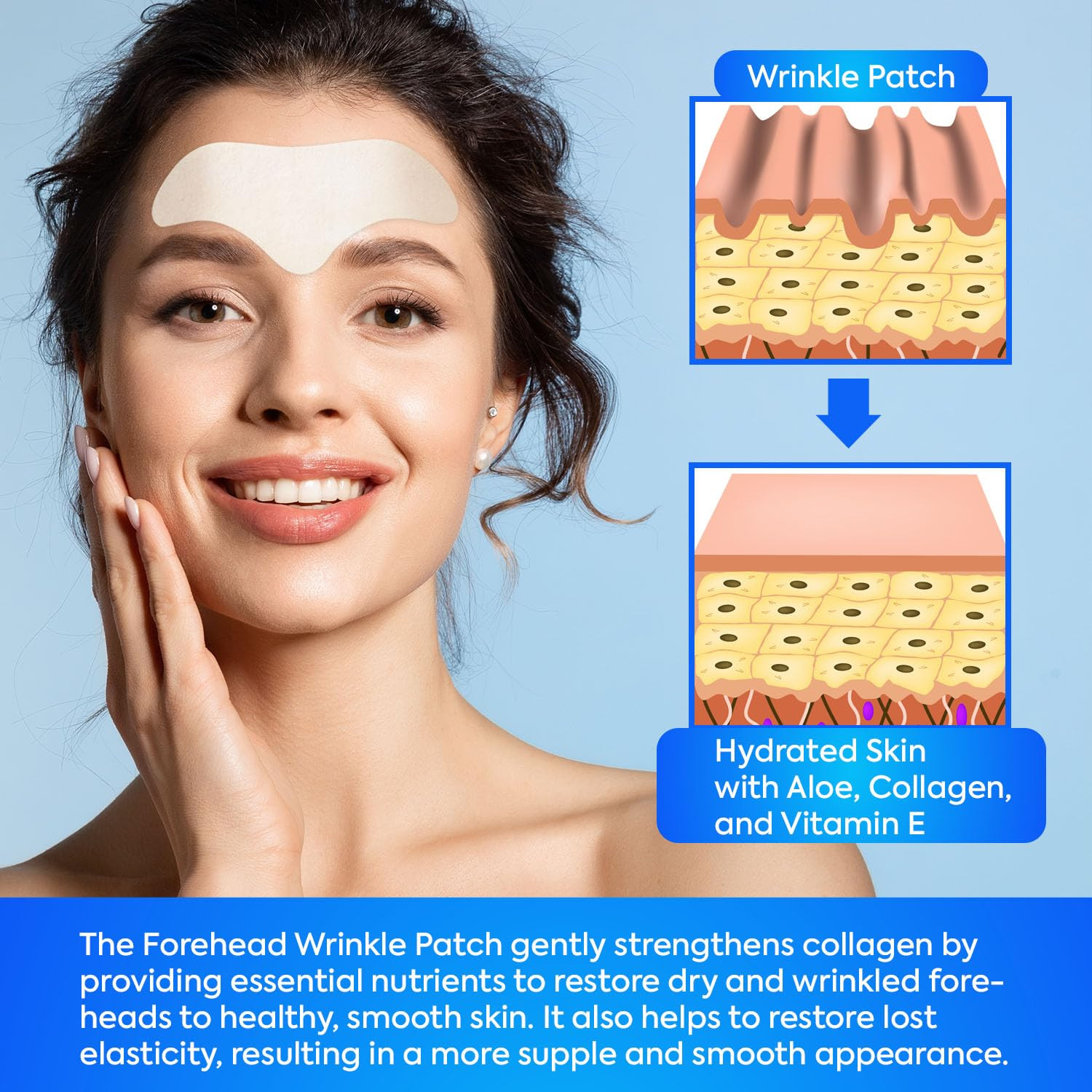 Forehead Wrinkle Patches 12Pcs with Aloe, Collagen, Vitamin E, Anti Wrinkle Patc
