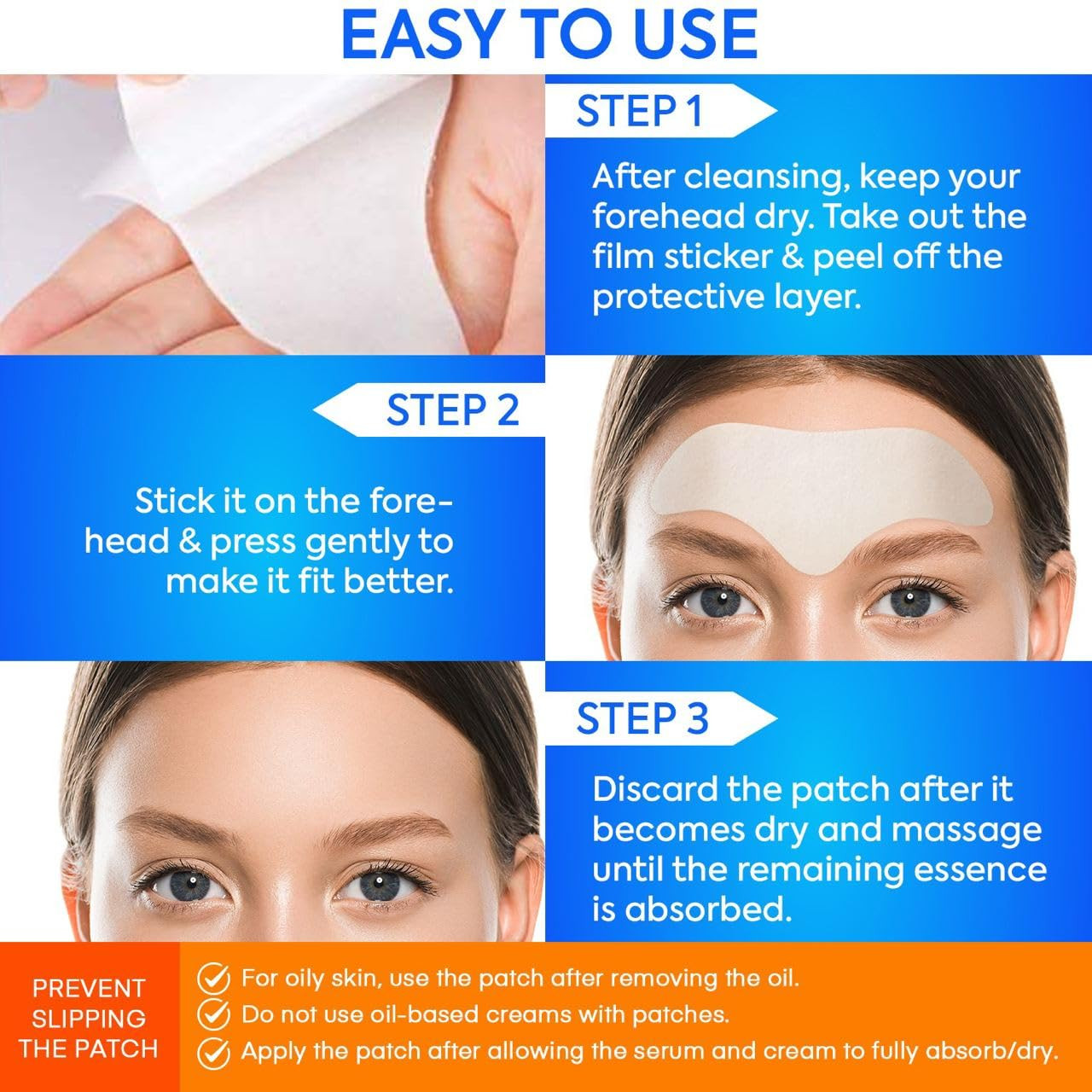 Forehead Wrinkle Patches 12Pcs with Aloe, Collagen, Vitamin E, Anti Wrinkle Patc